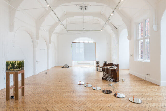 Installation views of Yuko Mohri, 'Voluta,' at Camden Art Centre, 2018. Photo: Damian Griffiths