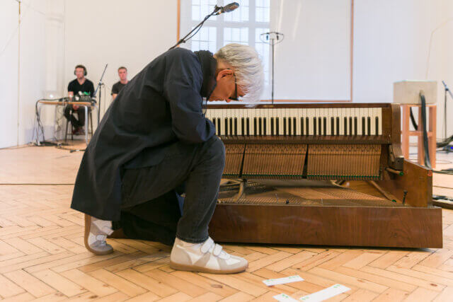 Ryuichi Sakamoto performance as part of the Yuko Mohri exhibition 'Voluta,' at Camden Art Centre, 2018. Photo: Mark Blower.