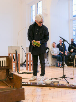 Ryuichi Sakamoto performance as part of the Yuko Mohri exhibition 'Voluta,' at Camden Art Centre, 2018. Photo: Mark Blower.