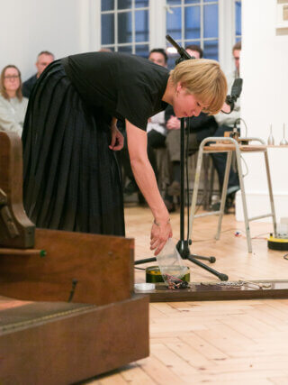 Ryuichi Sakamoto performance as part of the Yuko Mohri exhibition 'Voluta,' at Camden Art Centre, 2018. Photo: Mark Blower.
