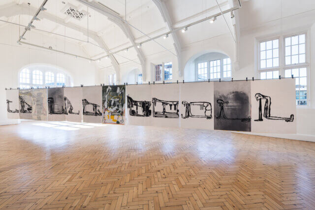 Installation view of Amy Sillman, 'Landline,' at Camden Art Centre, 2018. Photo: Luke Walker