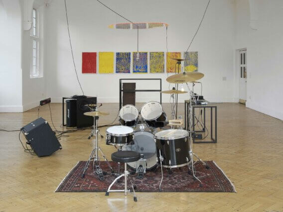 Installation view of Haroon Mirza: I saw square triangle sine at Camden Art Centre, 2011. Photo: Andy Keate