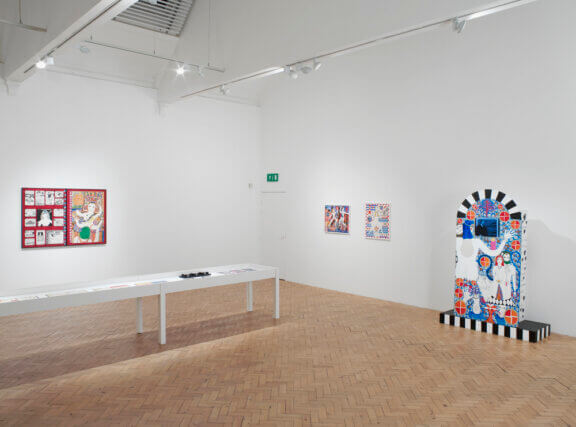 Installation view of Dorothy Iannone 'Innocent and Aware' at Camden Art Centre, 2013. Photo: Andy Keate © Camden Art Centre