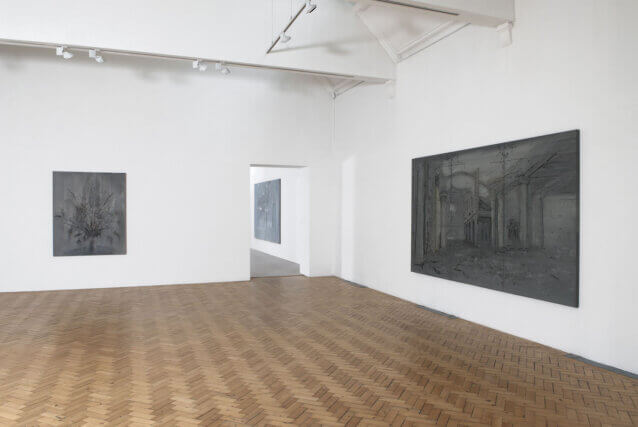 Michael Raedecker, installation view of Line-up, Camden Art Centre, 2009