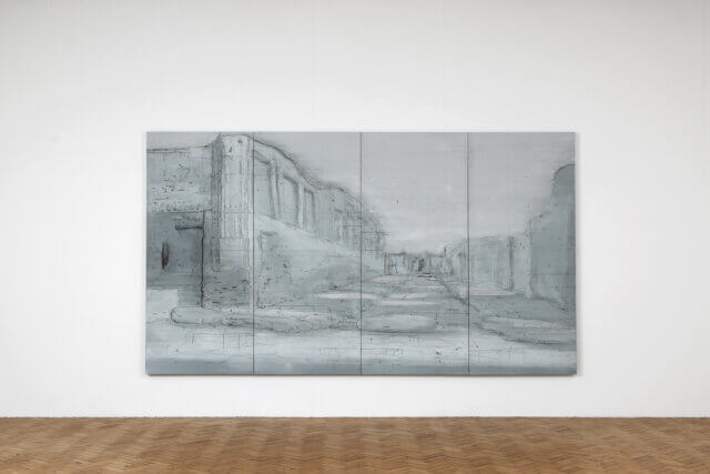Michael Raedecker, installation view of Line-up, Camden Art Centre, 2009