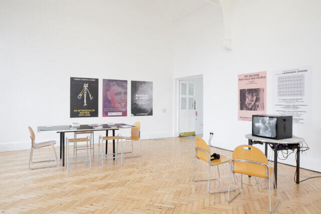 Installation view of Beatrice Gibson, 'Crone Music,' Camden Art Centre, 2019. Photo: Luke Walker