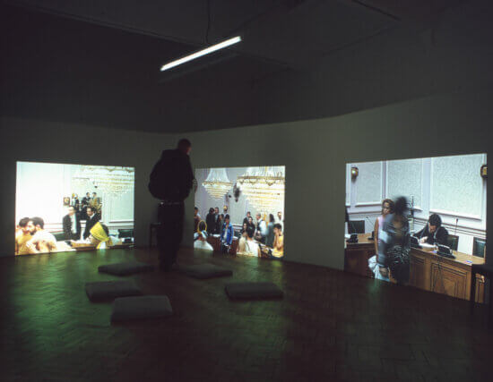 Installation view of Shifting Shifting, Aernout Mik, Camden Art Centre, 2007 