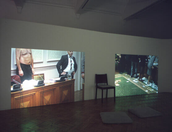 Installation view of Shifting Shifting, Aernout Mik, Camden Art Centre, 2007 