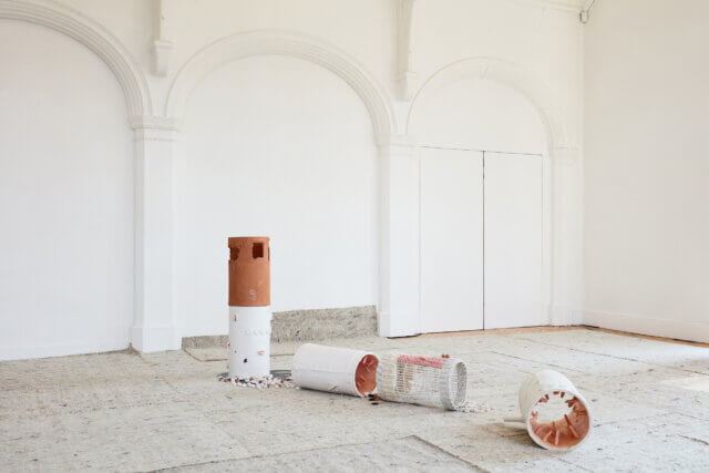 Installation view of Jonathan Baldock, 'Facecrime,' Camden Art Centre, 2019. Photo: Luke Walker