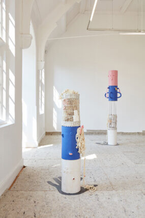 Installation view of Jonathan Baldock, 'Facecrime,' Camden Art Centre, 2019. Photo: Luke Walker