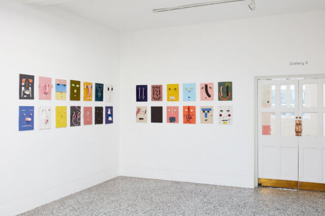 Installation view of Jonathan Baldock, 'Facecrime,' Camden Art Centre, 2019. Photo: Luke Walker