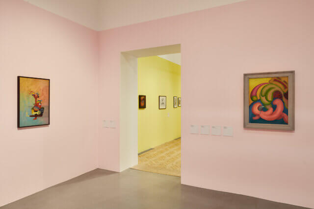 Installation views of 'A Tale of Mother's Bones: Grace Pailthorpe, Reuben Mednikoff and the Birth of Psychorealism,' Camden Art Centre, 2019. Photo: Luke Walker