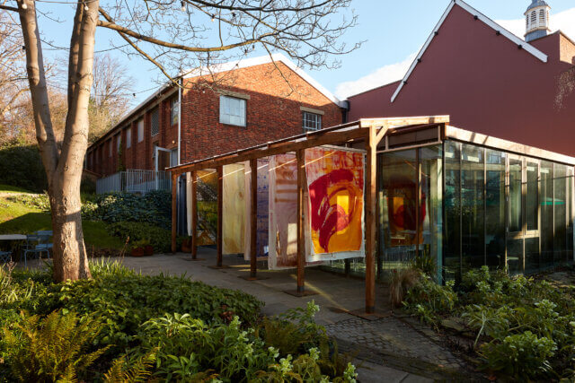 Installation views of Vivian Suter, 'Tintin's Sofa,' at Camden Art Centre, 2020