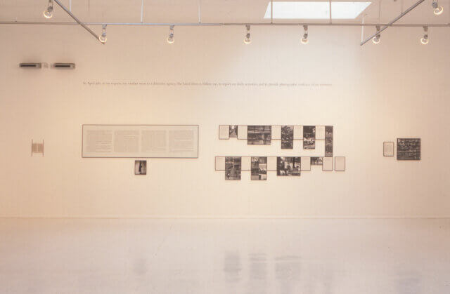 Installation view of Sophie Calle's exhibition 'Double Game' at Camden Art Centre 1999. 