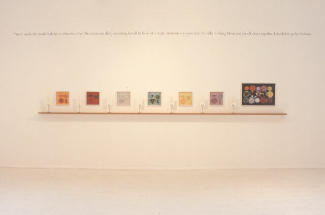 Installation view of Sophie Calle's exhibition 'Double Game' at Camden Art Centre 1999. 