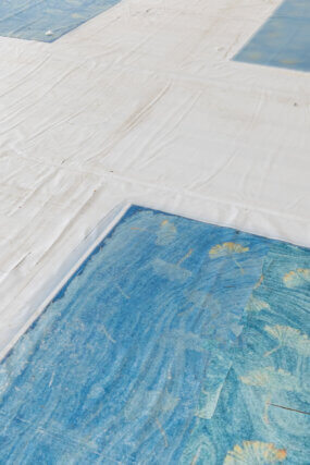 Installation view of Olga Balema, 'Computer,' at Camden Art Centre, 2021. Image: Rob Harris