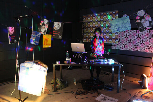 Chooc-Ly Tan performing at the Artists’ Book Market BALTIC 2017