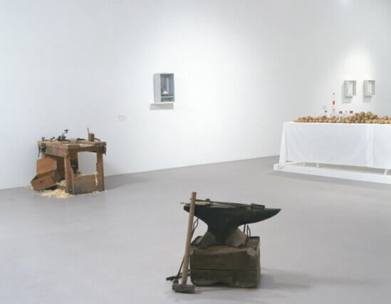 Installation view, Tables of work and reflection, Victor Grippo, Camden Art Centre, 2006