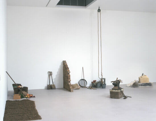 Installation view, Tables of work and reflection, Victor Grippo, Camden Art Centre, 2006