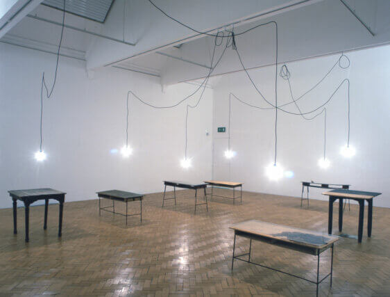 Installation view, Tables of work and reflection, Victor Grippo, Camden Art Centre, 2006