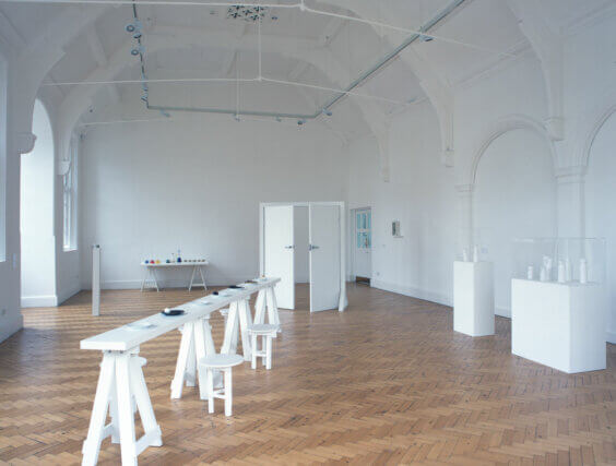 Installation view, Tables of work and reflection, Victor Grippo, Camden Art Centre, 2006