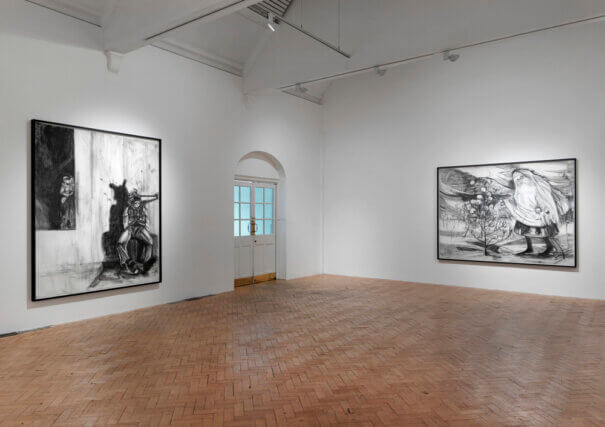 Installation view of 'Kara Walker: We at Camden Arts Centre are Exceedingly Proud to Present an Exhibition of Capable Artworks by the Notable Hand of the Celebrated American, Kara Elizabeth Walker, Negress.' at Camden Art Centre, 2013 - 2014. Photo: Marcus J Leith