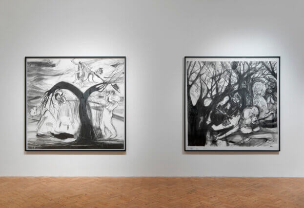 Installation view of 'Kara Walker: We at Camden Arts Centre are Exceedingly Proud to Present an Exhibition of Capable Artworks by the Notable Hand of the Celebrated American, Kara Elizabeth Walker, Negress.' at Camden Art Centre, 2013 - 2014. Photo: Marcus J Leith