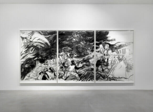 Installation view of 'Kara Walker: We at Camden Arts Centre are Exceedingly Proud to Present an Exhibition of Capable Artworks by the Notable Hand of the Celebrated American, Kara Elizabeth Walker, Negress.' at Camden Art Centre, 2013 - 2014. Photo: Marcus J Leith
