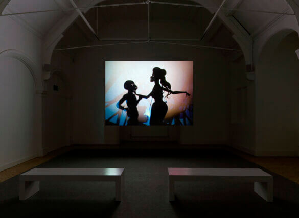 Installation view of 'Kara Walker: We at Camden Arts Centre are Exceedingly Proud to Present an Exhibition of Capable Artworks by the Notable Hand of the Celebrated American, Kara Elizabeth Walker, Negress.' at Camden Art Centre, 2013 - 2014. Photo: Marcus J Leith