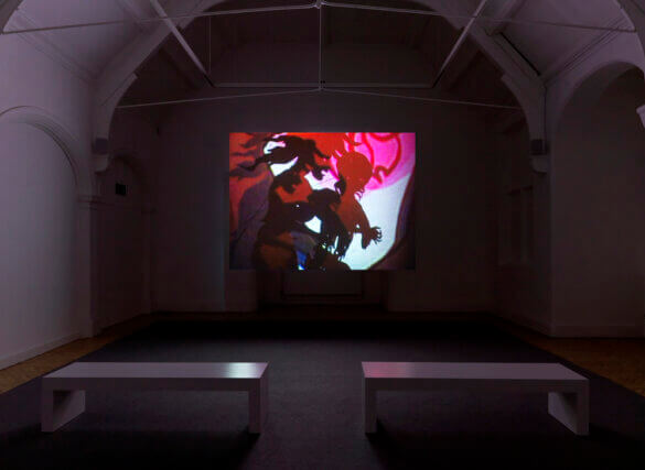 Installation view of 'Kara Walker: We at Camden Arts Centre are Exceedingly Proud to Present an Exhibition of Capable Artworks by the Notable Hand of the Celebrated American, Kara Elizabeth Walker, Negress.' at Camden Art Centre, 2013 - 2014. Photo: Marcus J Leith
