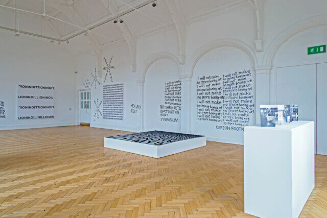 Installation view of Karl Holmqvist: READ DEAR, Camden Arts Centre, 2016. Photo: Valerie Bennett. Courtesy dépendance, Brussels and Camden Art Centre