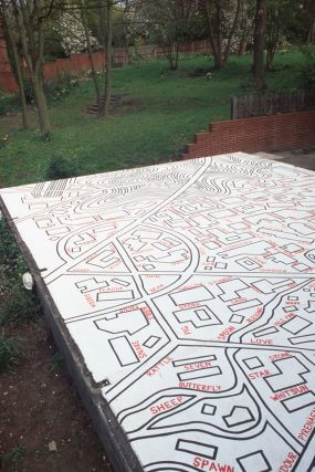 Installation view, Lois Weinberger, Camden Art Centre Garden, 2000