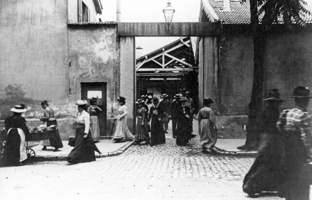 A still from Workers Leaving the Lumière Factory in Lyon, the first film screened for the public by the Lumiére brothers, in 1895. Photograph: The Ronald Grant Archive