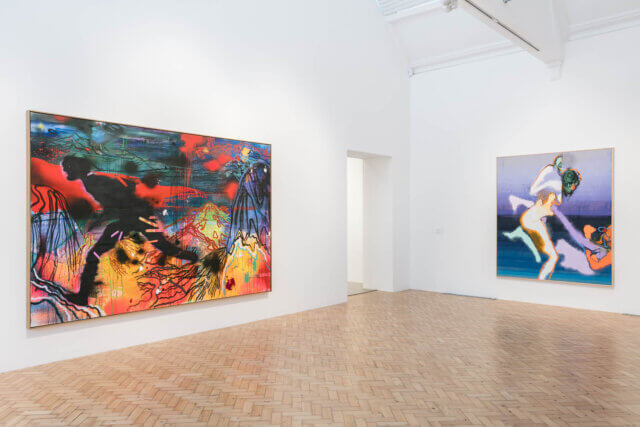 Installation view of Daniel Richter: Lonely Old Slogans, 2017. Photo: Mark Blower