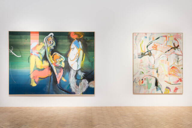 Installation view of Daniel Richter: Lonely Old Slogans, 2017. Photo: Mark Blower