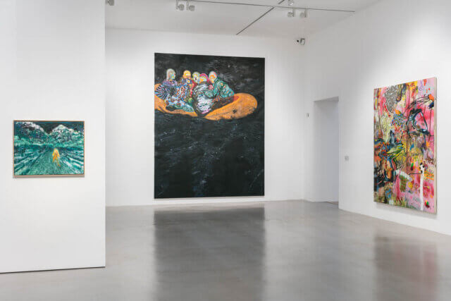 Installation view of Daniel Richter: Lonely Old Slogans, 2017. Photo: Mark Blower