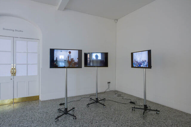 Installation view of Ian White: Any frame is a thrown voice, Camden Arts Centre, 2018. Photo: Mark Blower
