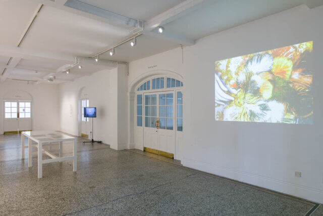Installation view of Ian White: Any frame is a thrown voice, Camden Arts Centre, 2018. Photo: Mark Blower