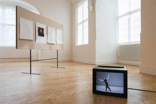 Installation view of Ian White: Any frame is a thrown voice, Camden Art Centre, 2018. Photo: Mark Blower