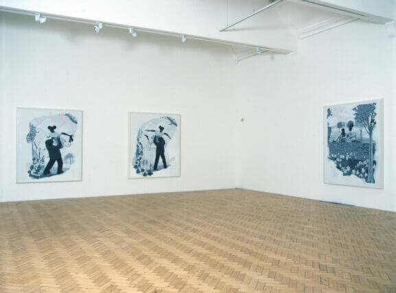 Installation view of Kerry James Marshall's exhibition  'Along the Way' at Camden Art Centre, 2006