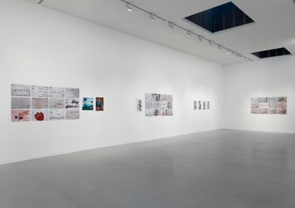 Installation view of Moyra Davey, life without sheets of paper to be scribbled on is masterpiece, at Camden Arts Centre, 2014. Photo: Marcus J Leith