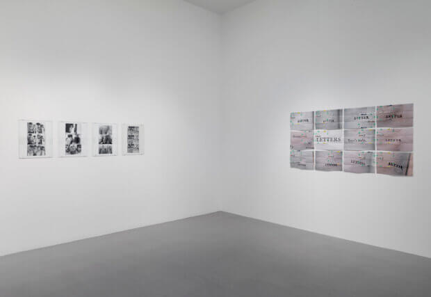 Installation view of Moyra Davey, life without sheets of paper to be scribbled on is masterpiece, at Camden Arts Centre, 2014. Photo: Marcus J Leith