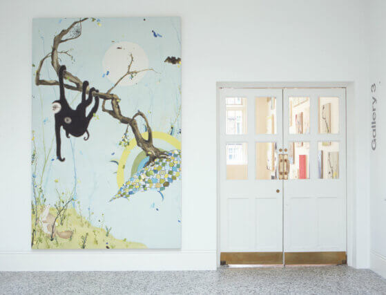 Installation view of the exhibition 'Paintings' by Laura Owens at Camden Art Centre, 2006