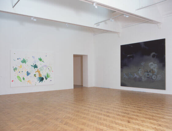 Installation view of the exhibition 'Paintings' by Laura Owens at Camden Art Centre, 2006