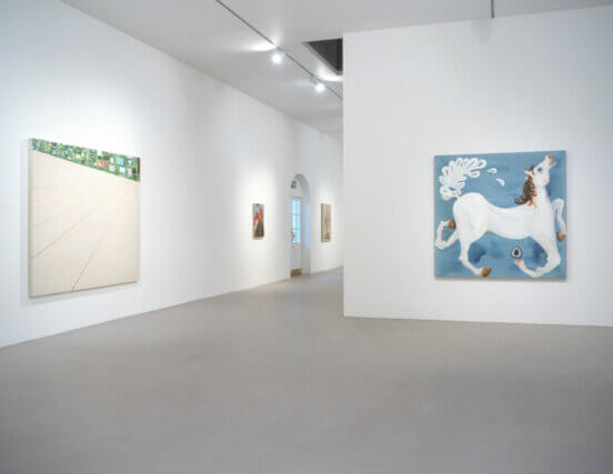 Installation view of the exhibition 'Paintings' by Laura Owens at Camden Art Centre, 2006