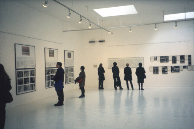 Installation view of Sophie Calle's exhibition 'Double Game' at Camden Art Centre 1999. 