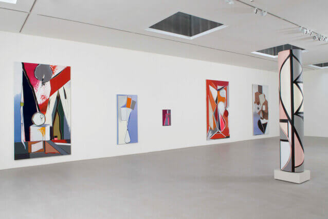 Installation view of about 90 Elements / TOD IM DSCHUNGEL, Thomas Scheibitz at Camden Art Centre, 2008.