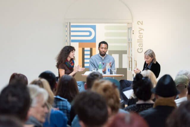 Introductory Talk: Nathalie Du Pasquier & Christian Nyampeta, Camden Art Centre, 2017. Photo: Damian Griffiths