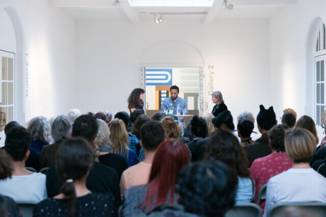 Introductory Talk: Nathalie Du Pasquier & Christian Nyampeta, Camden Art Centre, 2017. Photo: Damian Griffiths