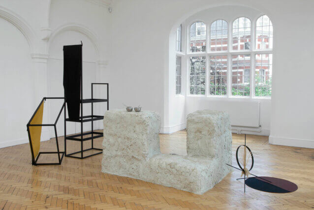 Installation view of Shifting Ground, Claire Barclay at Camden Art Centre, 2008.